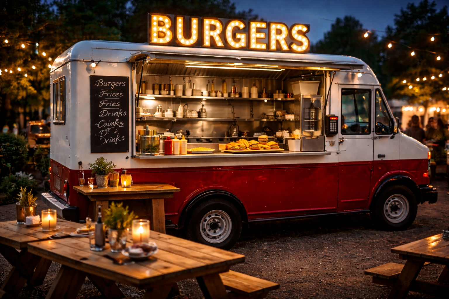 Foodtruck bei einer Abendveranstaltung